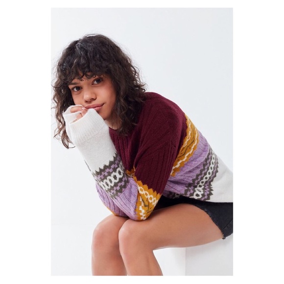 UO Color Pop Fair Isle Crew Neck Sweater - Picture 2 of 8